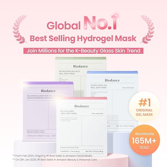 BIODANCE Bio-Collagen Hydrogel Overnight Face Mask. 4 PCs [Original Korean Hydrogel Face Mask] - Pore Minimizing, Elasticity Improvement | Korean Face Mask for Glass Skin